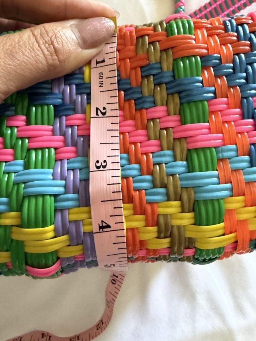 Multicolor Woven Tote Bag - Vibrant Pink Accent (MISSING STRAP) - Picture 11 of 13